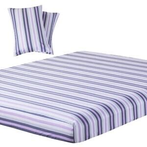 Soft Striped‎ Fitted Sheets Set, Breathable, Deep Pocket, Modern 3-Piece King